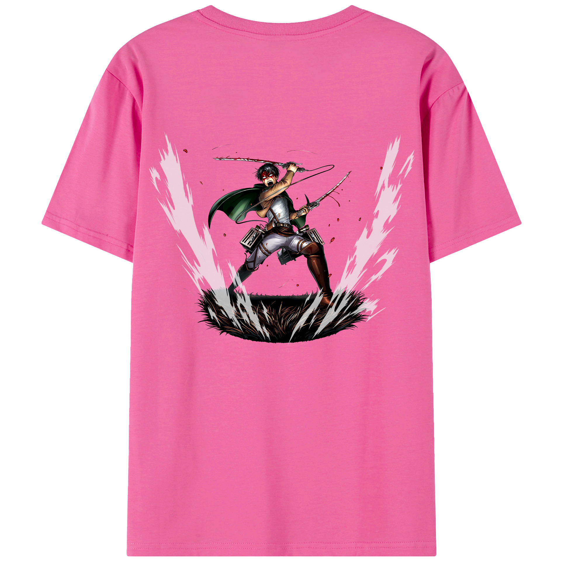 （画像用） 進撃の巨人 リヴァイ·アッカーマン Attack on Titan Levi Ackerman レディース半袖Tシャツ(バックプリント)